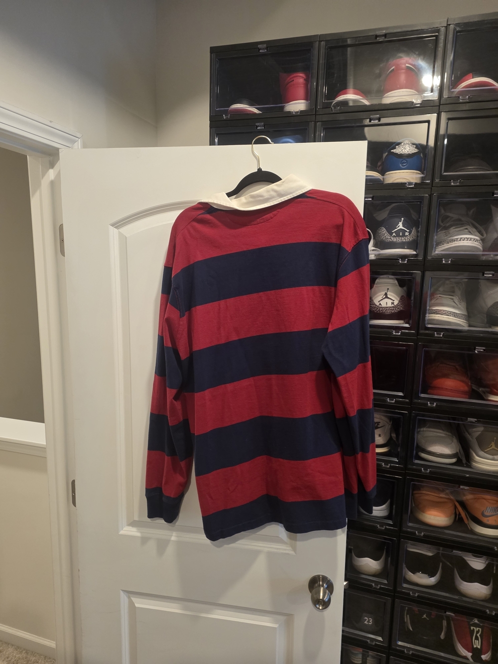 Polo by Ralph Lauren Men's Red & Navy Striped Rugby Shirt - Picture 2 of 5